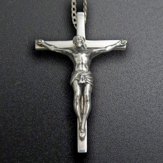 CRUCIFIX-LARGE SOLID STERLING SILVER - 3 INCH X 1 7/8 INCH - FOUR SIZES AVAILABLE image 0