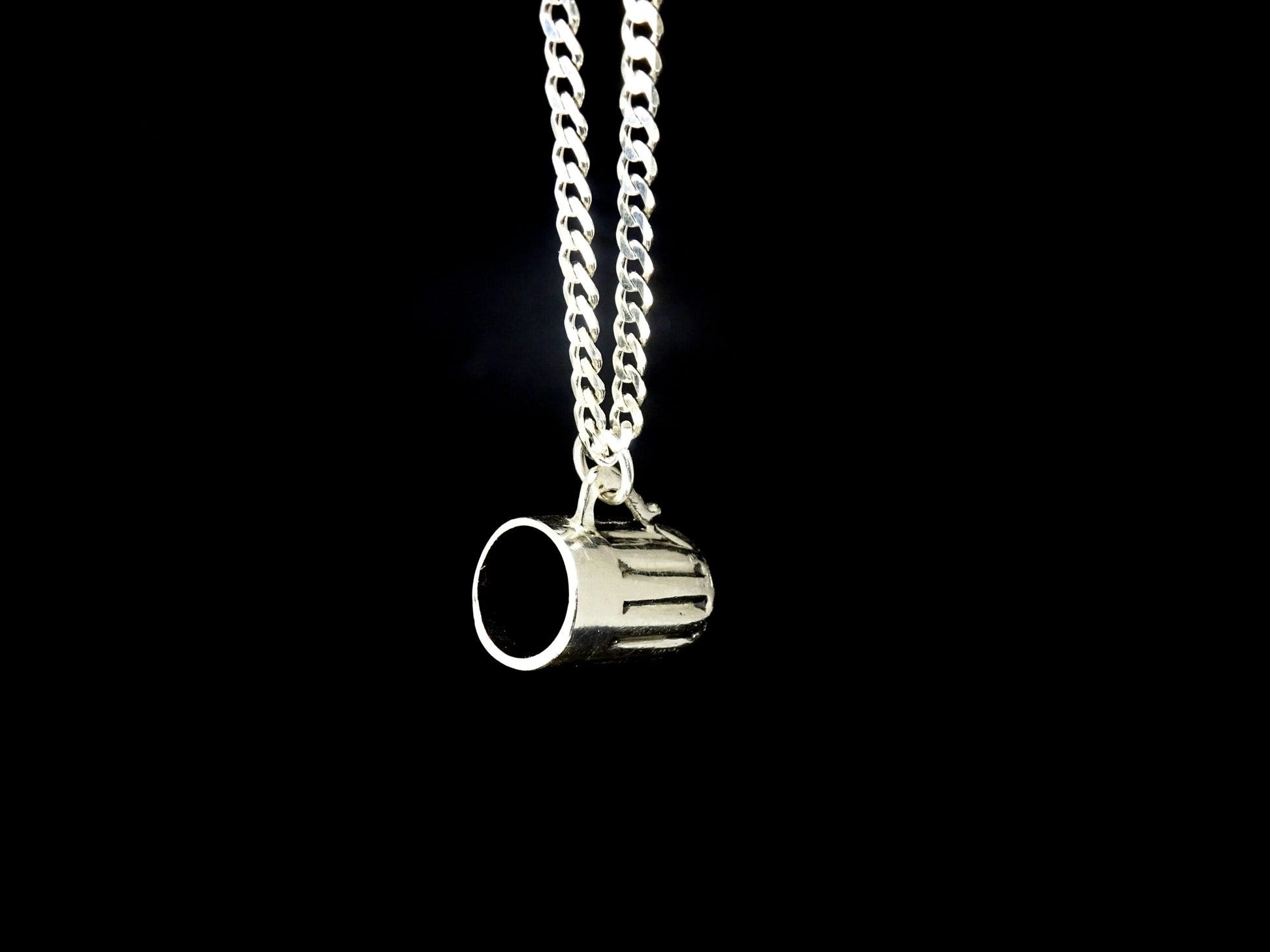 MINI-BEER MUG PENDANT - STERLING SILVER image 1