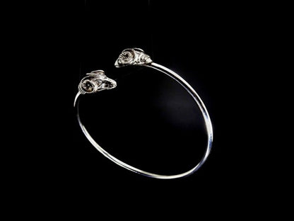 RAMS HEAD OPEN ROUND BANGLE BRACELET-STERLING SILVER image 2