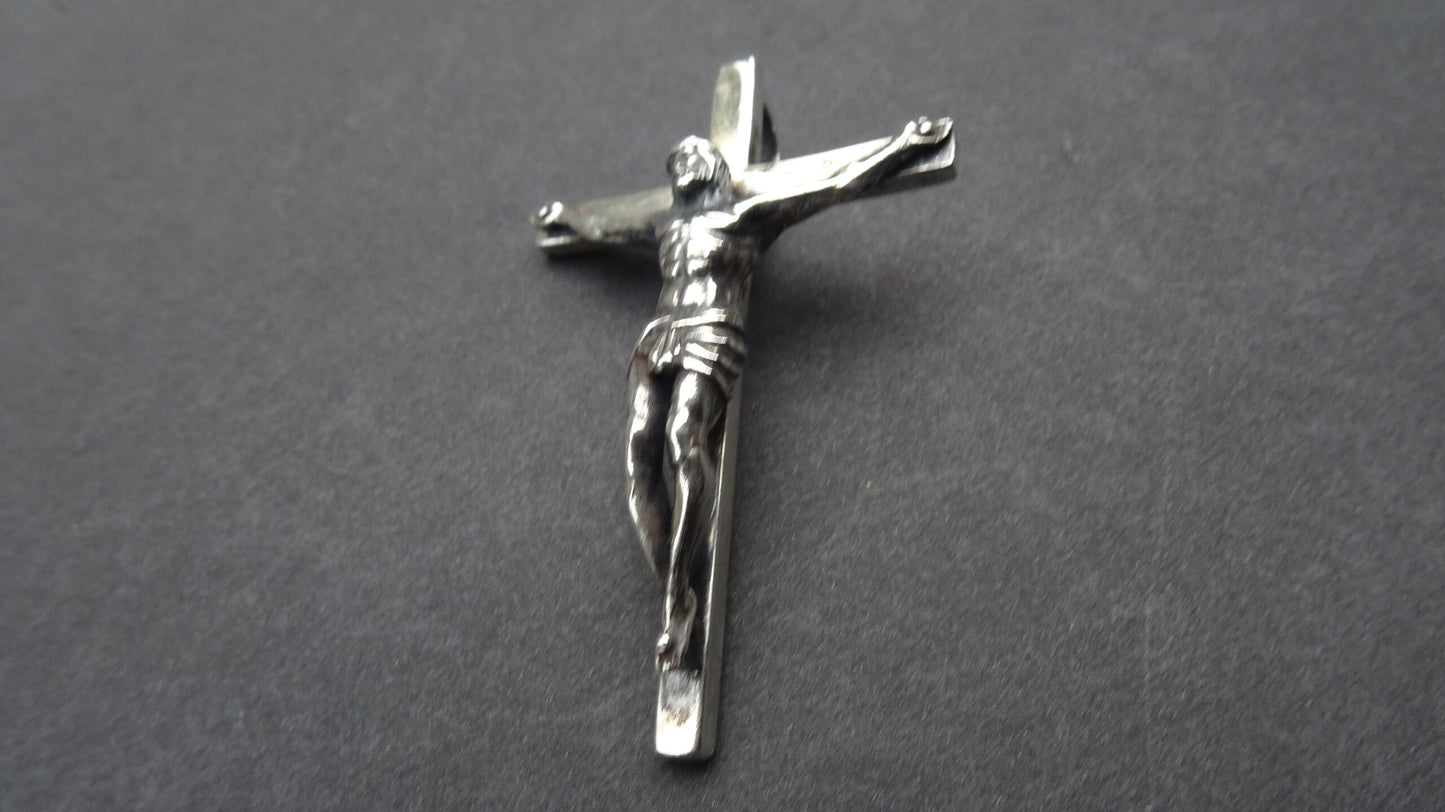 CRUCIFIX -THIRD SIZE - SOLID STERLING SILVER (92.5)               1 5/8″ X 1 1/8″ image 1