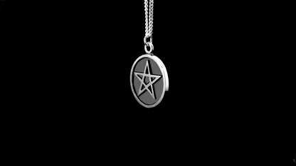 STAR IN SOLID ROUND PENDANT-STERLING SILVER image 0
