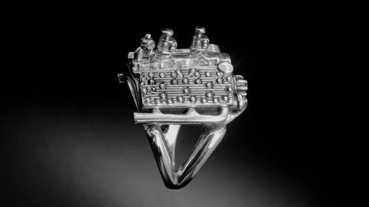 1932 FORD - MIDGET RACE CAR ENGINE RING STERLING SILVER image 0