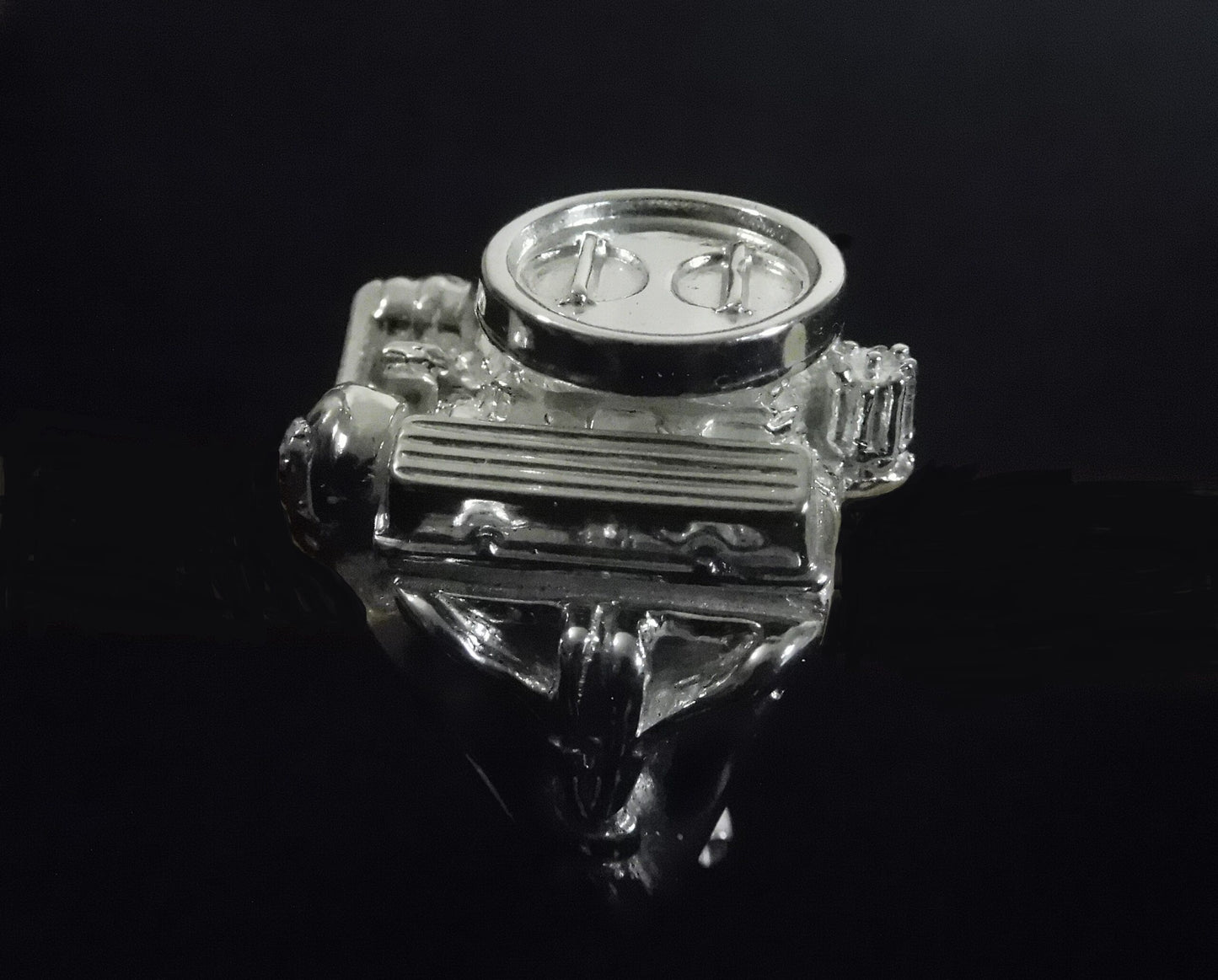 CHEVY 400 SMALL BLOCK W/ TWO FOUR BARREL CARBS STERLING SILVER image 2