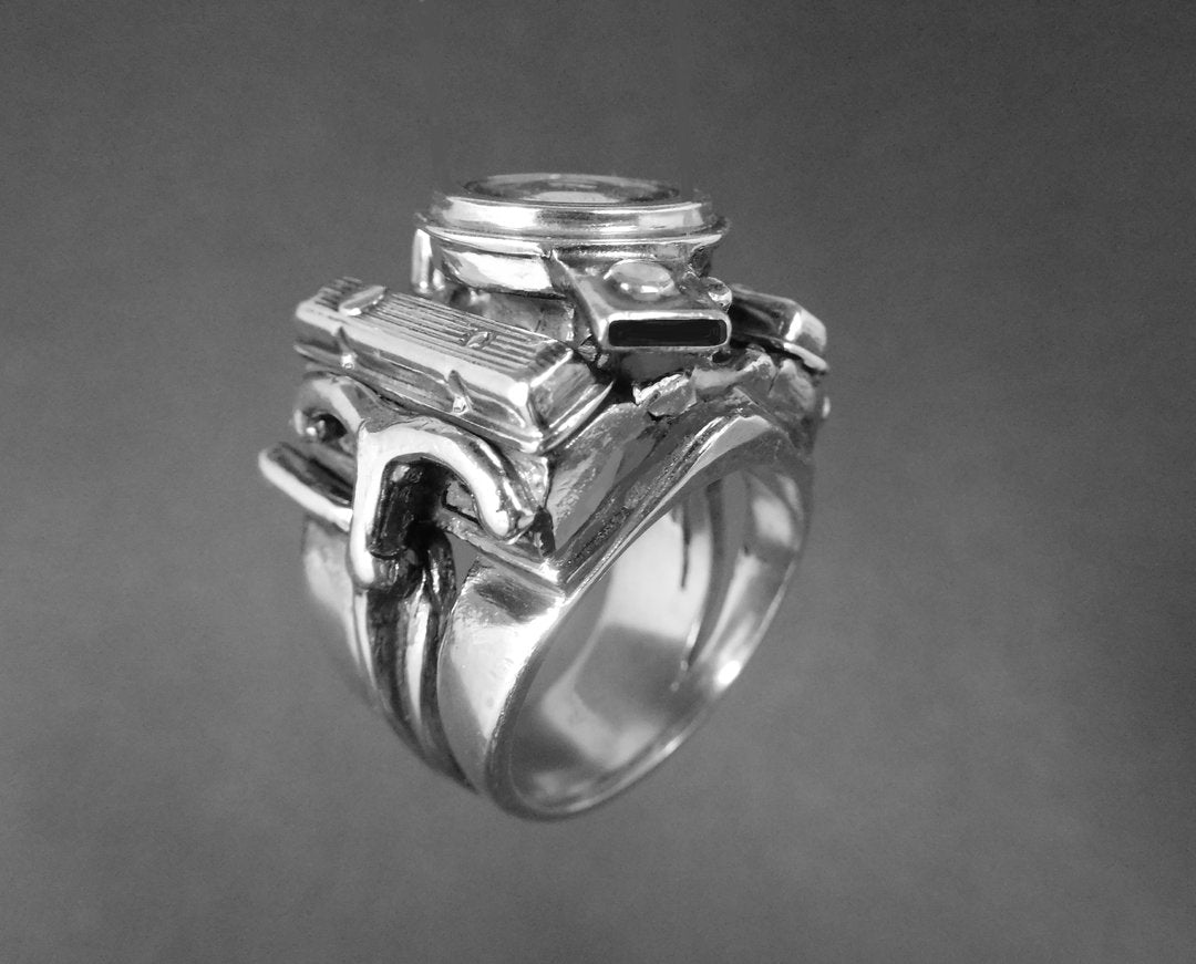 CHEVY 400 SMALL BLOCK CHEVY STERLING SILVER ENGINE-RING image 0