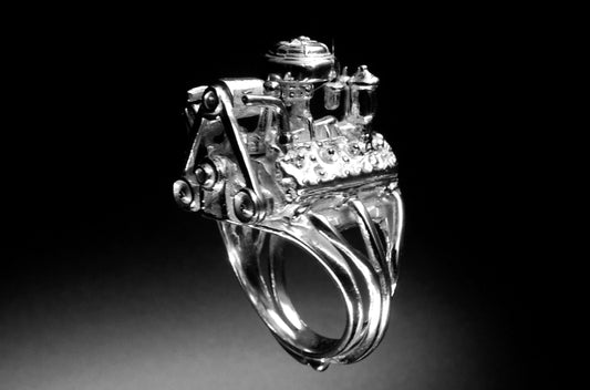 FORD FLAT HEAD - STERLING SILVER - ENGINE RING image 0