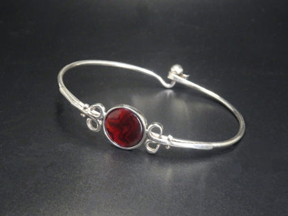 CLASP BRACELET-STERLING SILVER (92.5) W/ ONE 12 MM STONE image 0