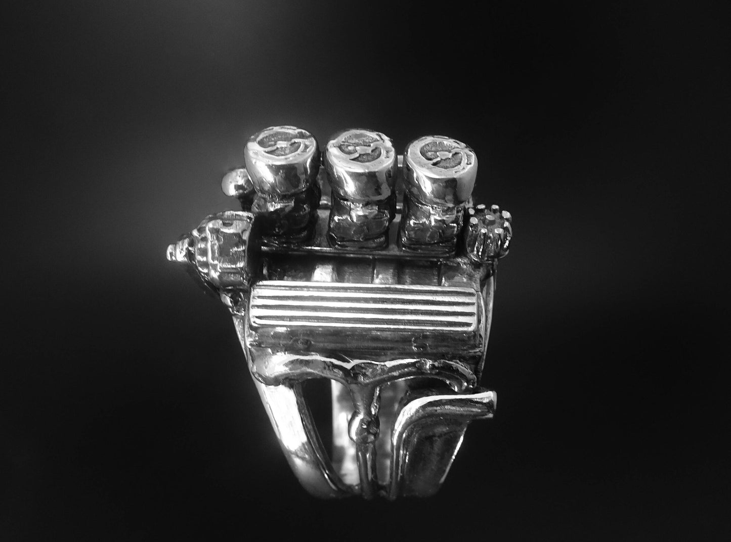 CHEVY 327 3 X 2'S ENGINE RING-STERLING SILVER image 2