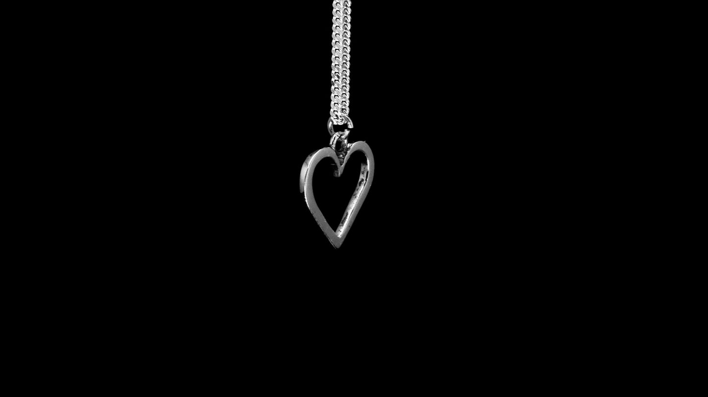 SMALL OPEN HEART PENDANT-STERLING SILVER (92.5) 18 INCH STERLING SILVER CHAIN image 1
