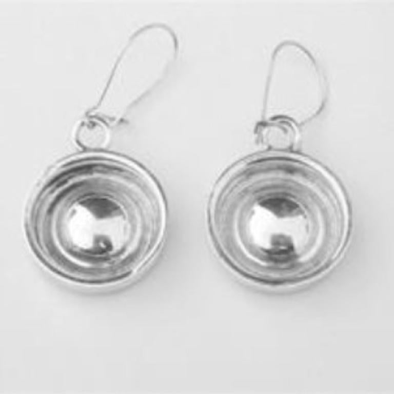 WHEELS & BABY MOON HUB CAP STERLING SILVER-EAR RINGS W/WIRES image 0