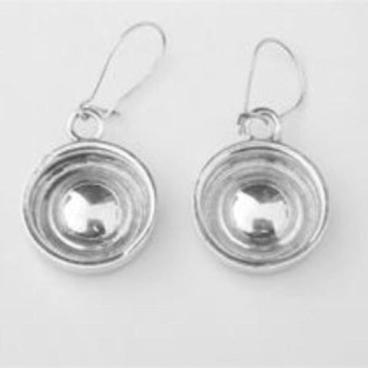 WHEELS & BABY MOON HUB CAP STERLING SILVER-EAR RINGS W/WIRES image 0