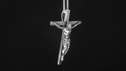 CRUCIFIX-SECOND SIZE - SOLID STERLING SILVER (92.5)  2" X 1 3/8" image 2