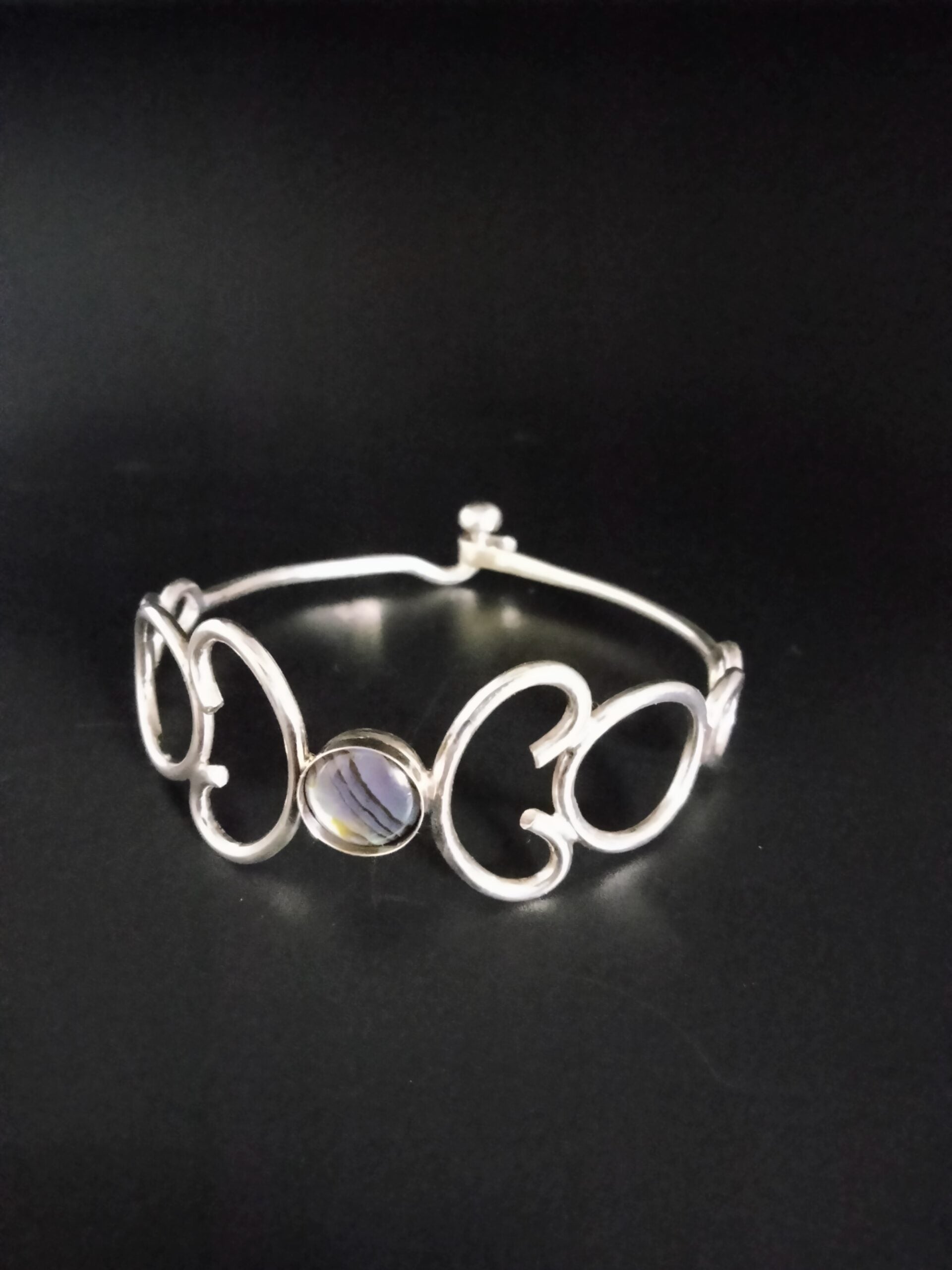 CLASP BRACELET 12MM STONE-STERLING SILVER image 1