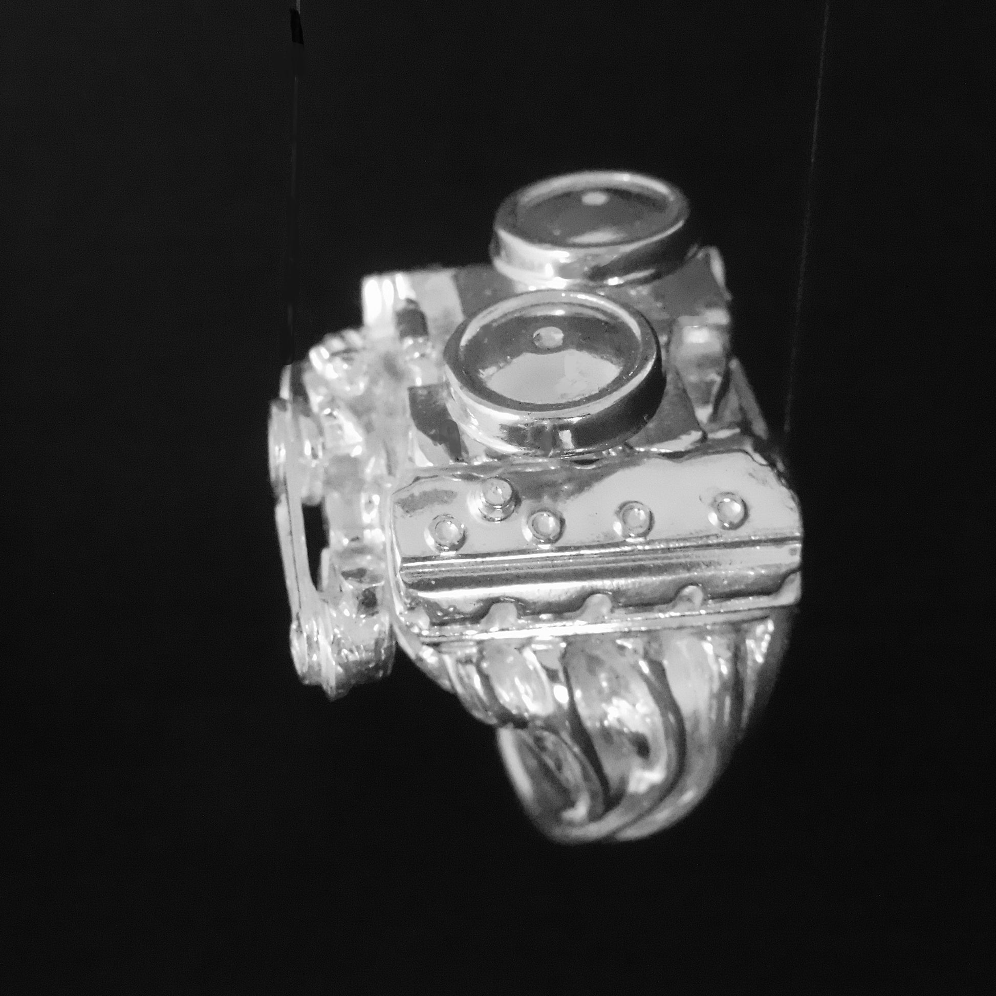 DODGE 426 HEMI- CROSS RAM- STERLING SILVER ENGINE RING image 3