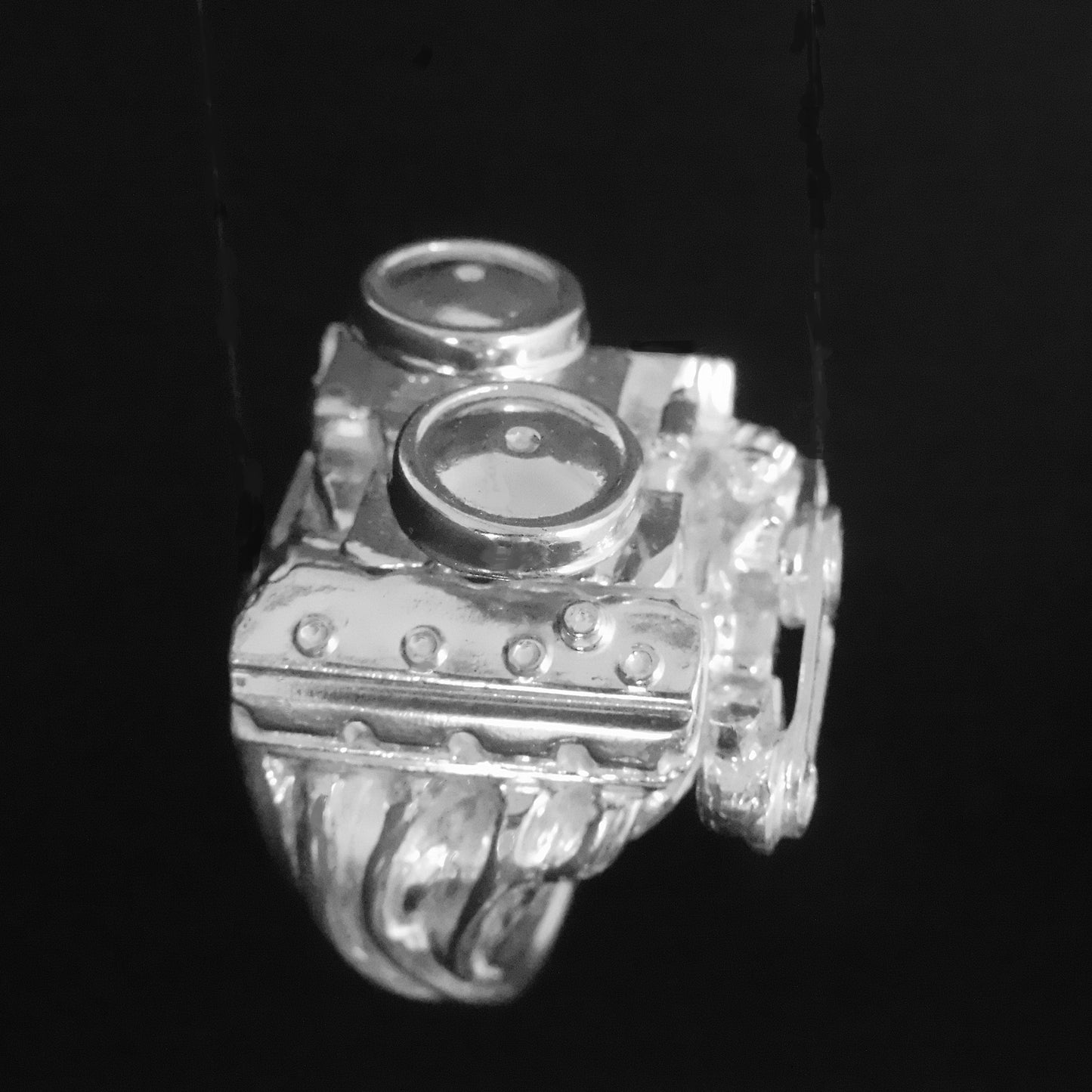 DODGE 426 HEMI- CROSS RAM- STERLING SILVER ENGINE RING image 2