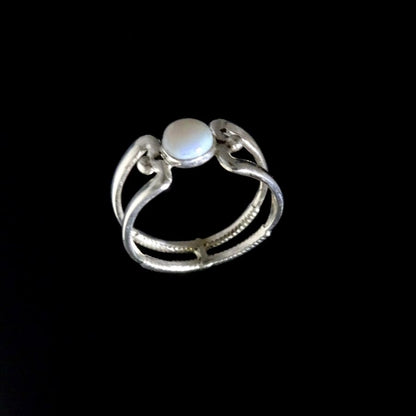 FIELD HOCKEY STICK - STONE RING -STERLING SILVER image 0