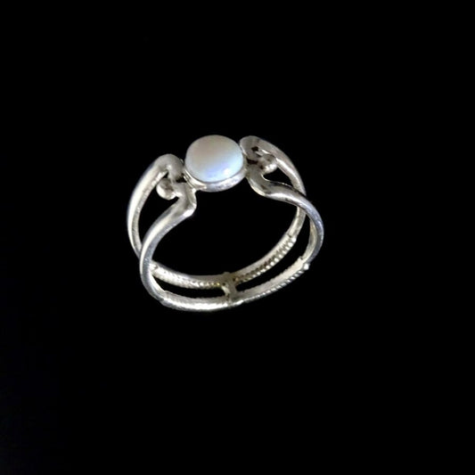 FIELD HOCKEY STICK - STONE RING -STERLING SILVER image 0