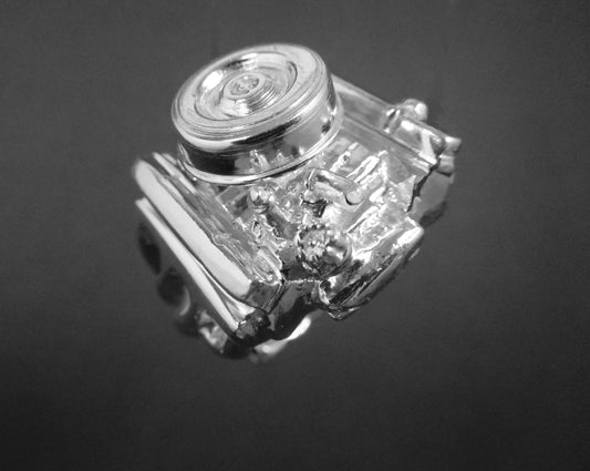 DODGE 383 ENGINE RING  W/ AIR CLEANER STERLING SILVER image 0
