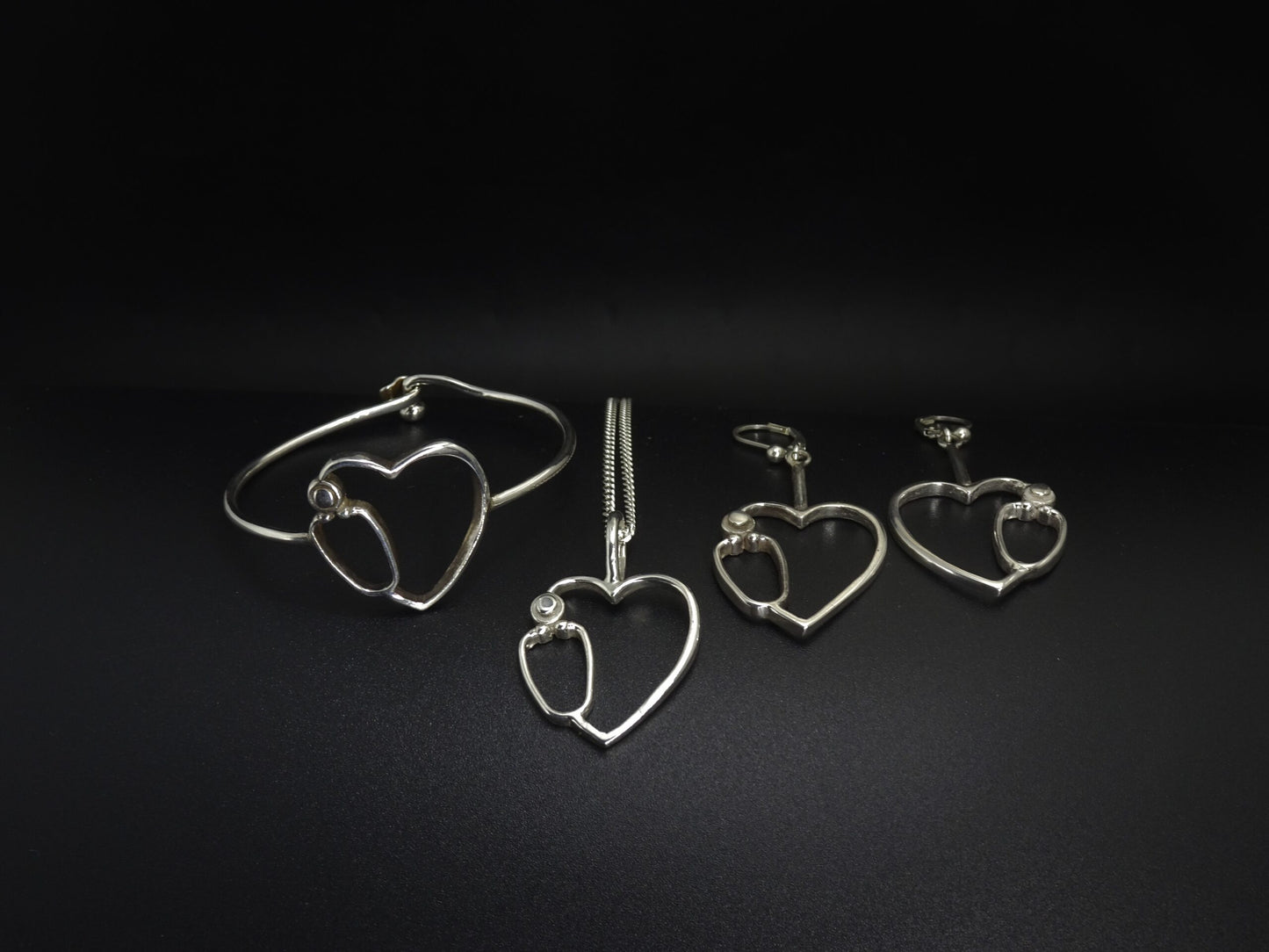 STETHOSCOPE HEART PENDANT-STERLING SILVER image 2