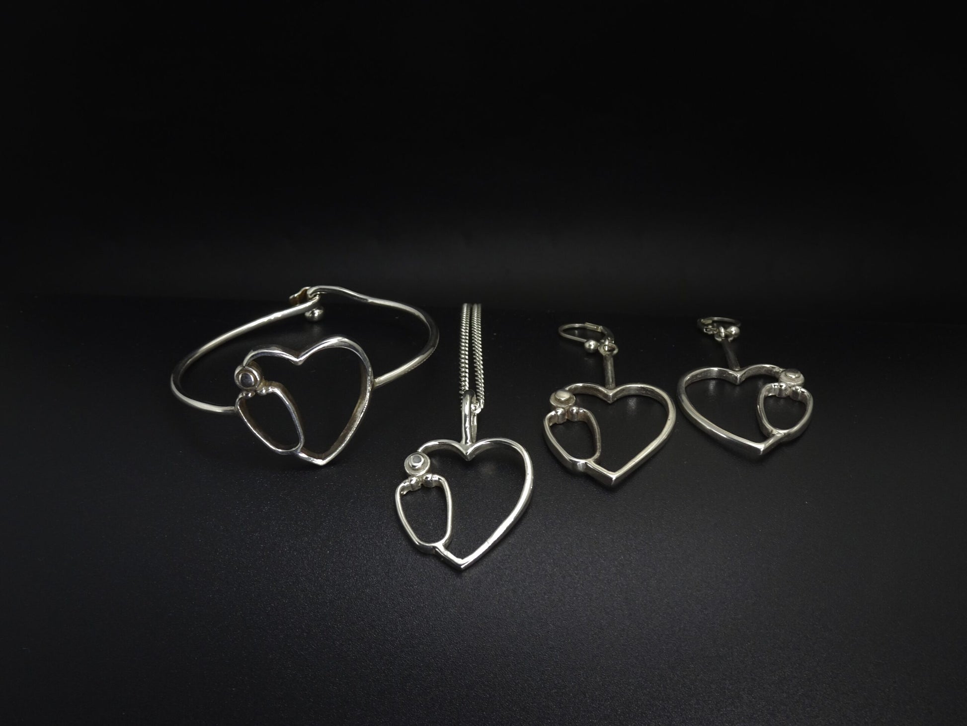STETHOSCOPE HEART PENDANT-STERLING SILVER image 2