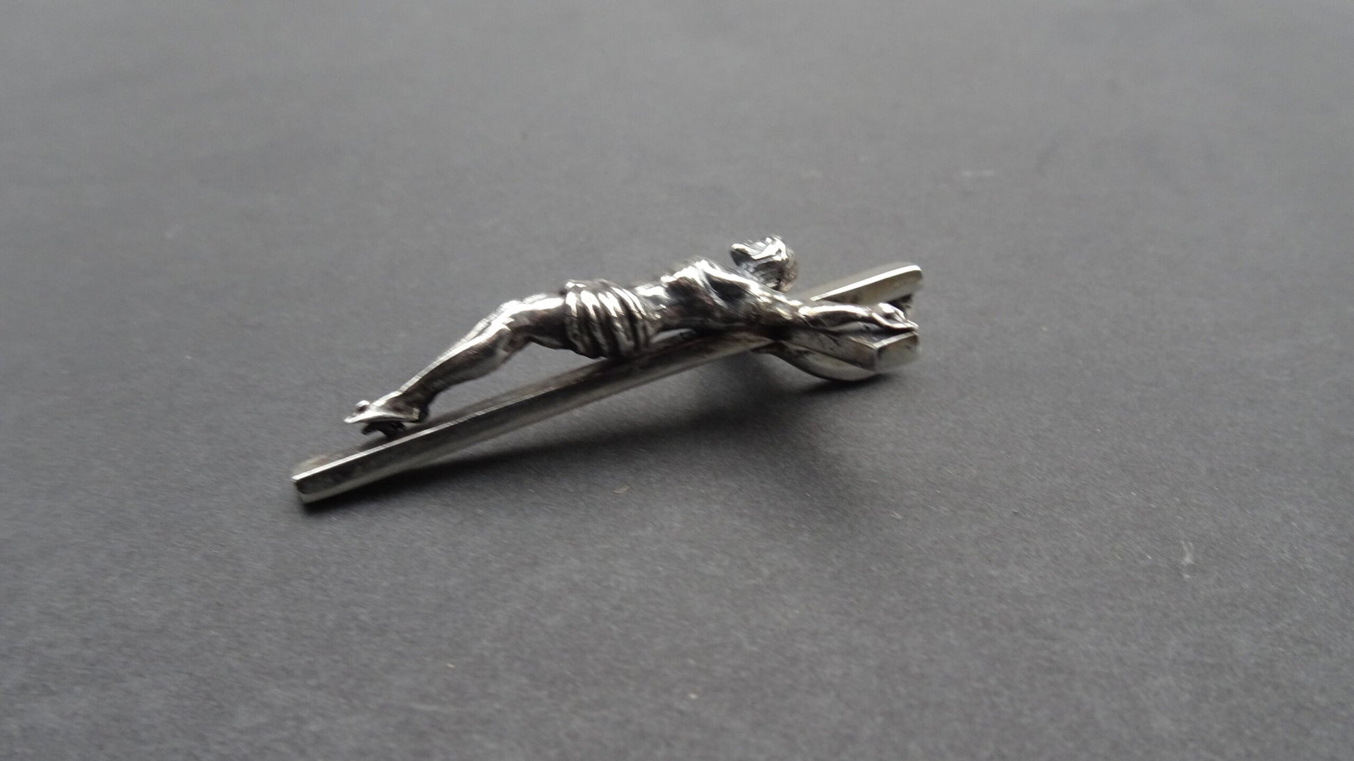 CRUCIFIX -THIRD SIZE - SOLID STERLING SILVER (92.5)               1 5/8″ X 1 1/8″ image 2