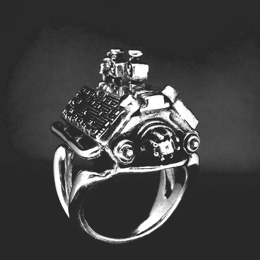 1932 FORD - MIDGET RACE CAR ENGINE RING STERLING SILVER image 3