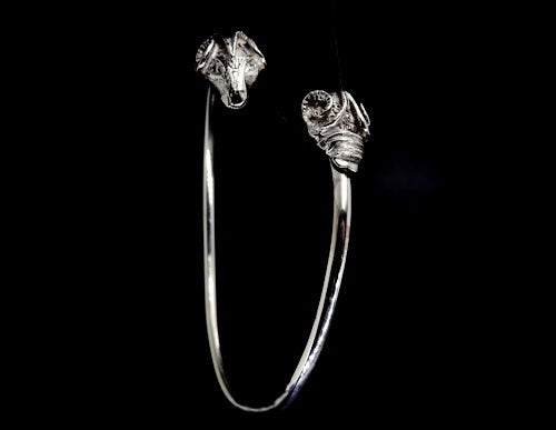 RAMS HEAD OPEN ROUND BANGLE BRACELET-STERLING SILVER image 0