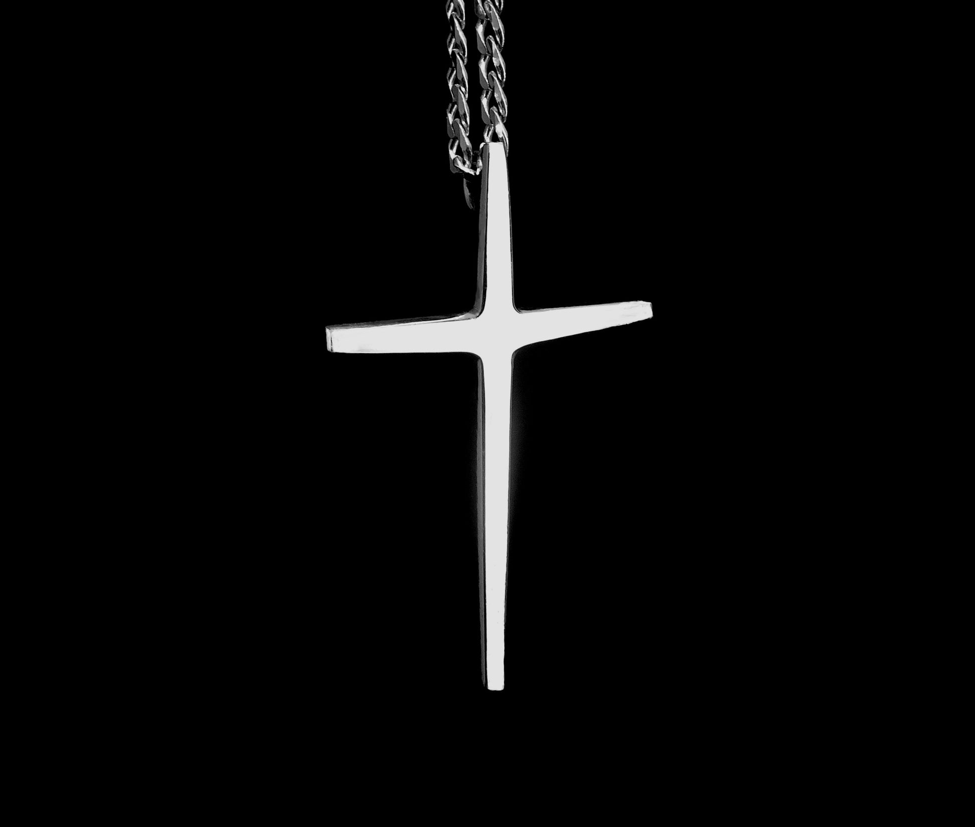 CROSS-TAPERED STERLING SILVER   CROSS SIZE: 3" X 1 7/8" image 1
