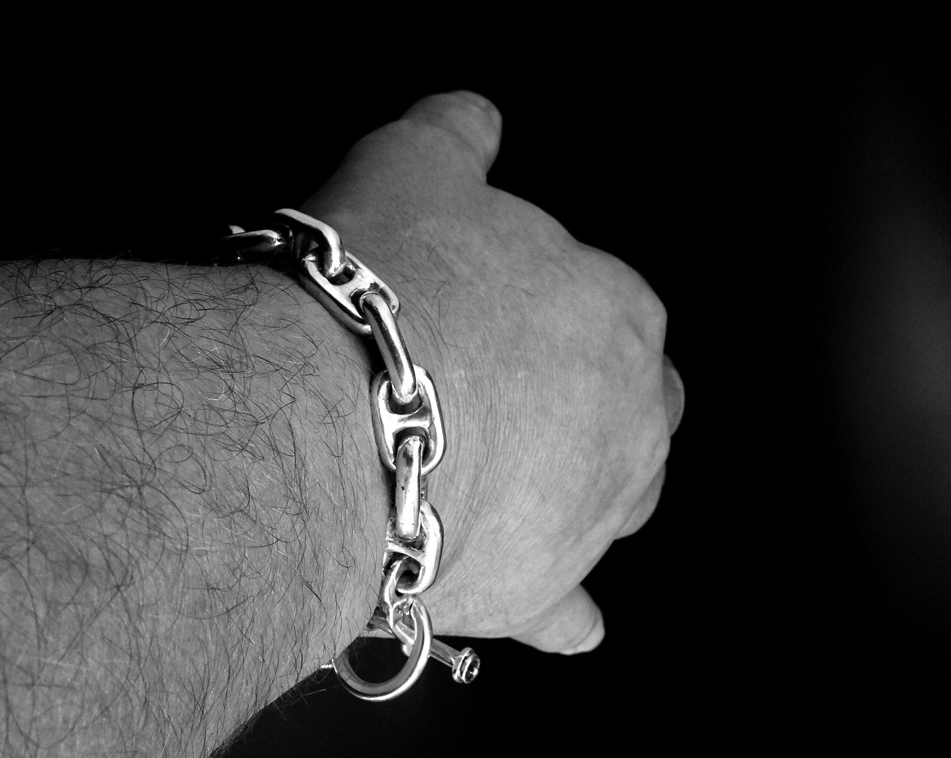 NAVY ANCHOR CHAIN LINK SOLID STERLING SILVER BRACELET image 2